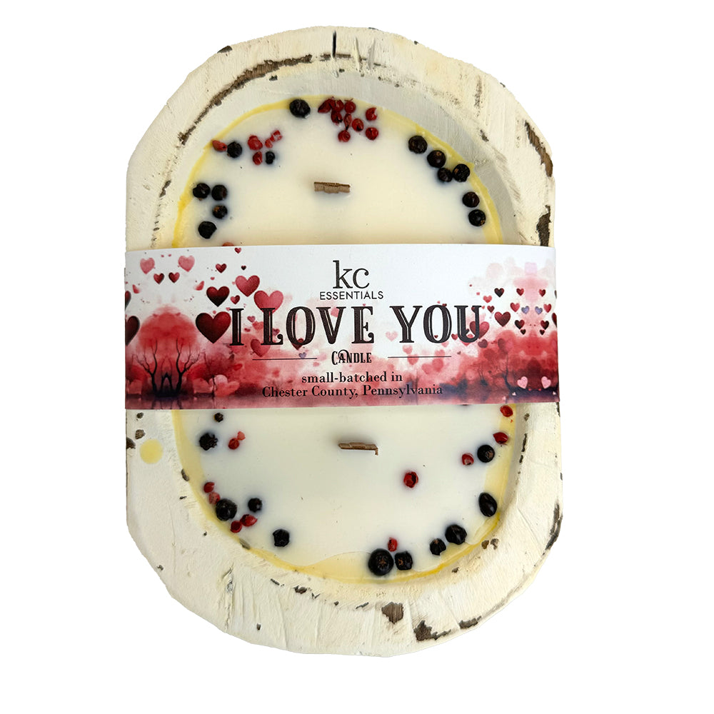 I Love You - Dough Bowl Candle in Antique White