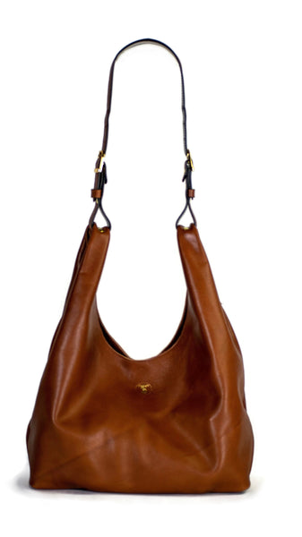 Jena Buckle Hobo Shoulder Bag in Smooth Cognac Leather – Town